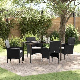 Conjunto de Comedor de Jardín con cojín 5 pcs Negro Poliratán Conjunto de Comedor de Jardín con cojín 5 pcs Negro Poliratán