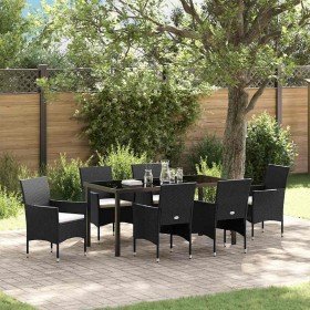 Conjunto de Comedor de Jardín con cojín 7 pcs Negro Poliratán en Conjuntos de jardín | Comprar online en Foro24