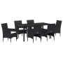 Conjunto de Comedor de Jardín con cojín 7 pcs Negro Poliratán