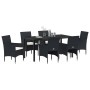 Conjunto de Comedor de Jardín con cojín 7 pcs Negro Poliratán