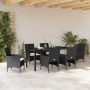 Conjunto de Comedor de Jardín con cojín 7 pcs Negro Poliratán