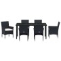 Conjunto de Comedor de Jardín con cojín 7 pcs Negro Poliratán
