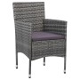 Conjunto de Comedor de Jardín con cojín 3 pcs Gris Poliratán