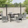 Conjunto de Comedor de Jardín con cojín 5 pcs Gris Poliratán