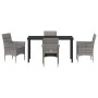 Conjunto de Comedor de Jardín con cojín 5 pcs Gris Poliratán