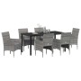 Conjunto de Comedor de Jardín con cojín 7 pcs Gris Poliratán