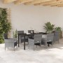Conjunto de Comedor de Jardín con cojín 7 pcs Gris Poliratán