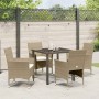 Conjunto de Comedor de Jardín con cojín 5 pcs Beige Poliratán