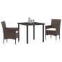 Conjunto de Comedor de Jardín con cojín 3 pcs Marrón Poliratán