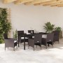 Conjunto de Comedor de Jardín con cojín 7 pcs Marrón Poliratán