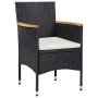 Conjunto de Comedor de Jardín con cojín 3 pcs Negro Poliratán