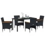 Conjunto de Comedor de Jardín con cojín 5 pcs Negro Poliratán