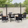 Conjunto de Comedor de Jardín con cojín 5 pcs Negro Poliratán