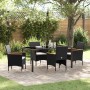 Conjunto de Comedor de Jardín con cojín 5 pcs Negro Poliratán