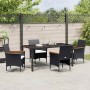 Conjunto de Comedor de Jardín con cojín 5 pcs Negro Poliratán