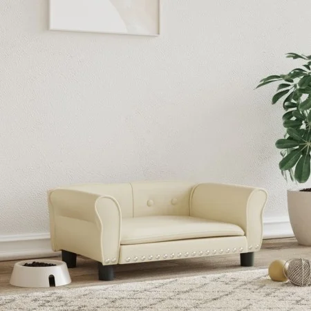 Cream synthetic leather dog bed 70x45x30 cm by vidaXL, Beds for dogs - Ref: Foro24-171832, Price: 79,23 €, Discount: %