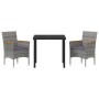 Conjunto de Comedor de Jardín con cojín 3 pcs Gris Poliratán