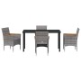 Conjunto de Comedor de Jardín con cojín 5 pcs Gris Poliratán