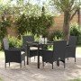 Conjunto de Comedor de Jardín con cojín 5 pcs Negro Poliratán