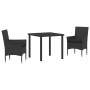 Conjunto de Comedor de Jardín con cojín 3 pcs Negro Poliratán