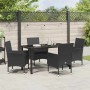 Conjunto de Comedor de Jardín con cojín 5 pcs Negro Poliratán