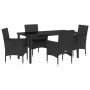 Conjunto de Comedor de Jardín con cojín 5 pcs Negro Poliratán