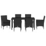Conjunto de Comedor de Jardín con cojín 7 pcs Negro Poliratán