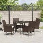 Conjunto de Comedor de Jardín con cojín 5 pcs Marrón Poliratán