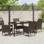 Conjunto de Comedor de Jardín con cojín 5 pcs Marrón Poliratán