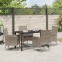 Conjunto de Comedor de Jardín con cojín 5 pcs Gris Poliratán