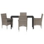 Conjunto de Comedor de Jardín con cojín 5 pcs Gris Poliratán