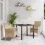 Conjunto de Comedor de Jardín con cojín 3 pcs Beige Poliratán