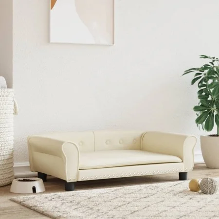 Cama para perros de cuero sintético crema 95x55x30 cm de vidaXL, Camas para perros - Ref: Foro24-171818, Precio: 79,47 €, Des...