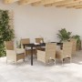 Conjunto de Comedor de Jardín con cojín 7 pcs Beige Poliratán