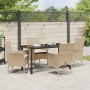 Conjunto de Comedor de Jardín con cojín 5 pcs Beige Poliratán