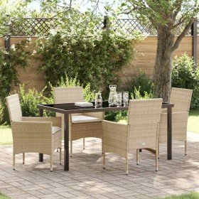 Conjunto de Comedor de Jardín con cojín 5 pcs Beige Poliratán en Conjuntos de jardín | Comprar online en Foro24