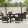 Conjunto de Comedor de Jardín con cojín 5 pcs Negro Poliratán