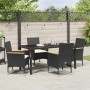 Conjunto de Comedor de Jardín con cojín 5 pcs Negro Poliratán