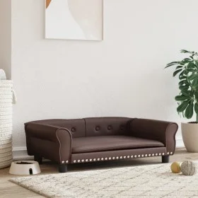 Brown synthetic leather dog bed 95x55x30 cm by vidaXL, Beds for dogs - Ref: Foro24-171819, Price: 83,80 €, Discount: %