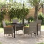 Conjunto de Comedor de Jardín con cojín 5 pcs Gris Poliratán