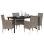 Conjunto de Comedor de Jardín con cojín 5 pcs Gris Poliratán