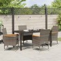 Conjunto de Comedor de Jardín con cojín 5 pcs Gris Poliratán