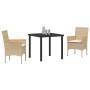 Conjunto de Comedor de Jardín con cojín 3 pcs Beige Poliratán