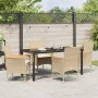 Conjunto de Comedor de Jardín con cojín 5 pcs Beige Poliratán