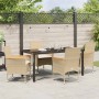 Conjunto de Comedor de Jardín con cojín 5 pcs Beige Poliratán