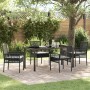 Conjunto de Comedor de Jardín con cojín 5 pcs Negro Poliratán