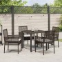 Conjunto de Comedor de Jardín con cojín 5 pcs Marrón Poliratán