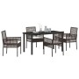 Conjunto de Comedor de Jardín con cojín 5 pcs Marrón Poliratán