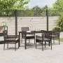 Conjunto de Comedor de Jardín con cojín 5 pcs Marrón Poliratán