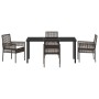 Conjunto de Comedor de Jardín con cojín 5 pcs Marrón Poliratán